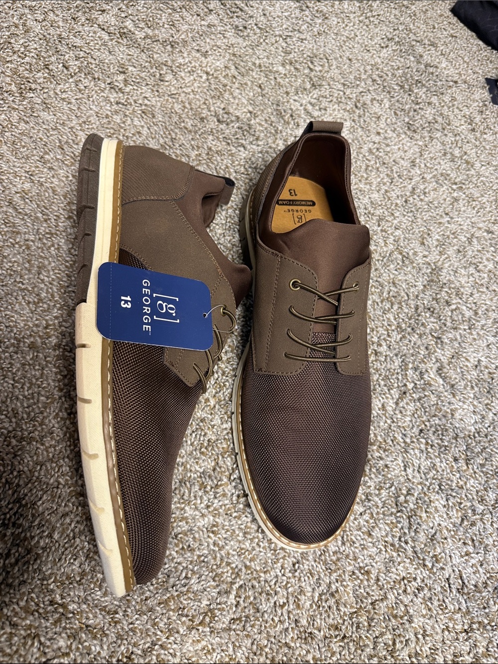 George Brown Textured Slip-On Lace-Up Casual Shoes with Cream Sole